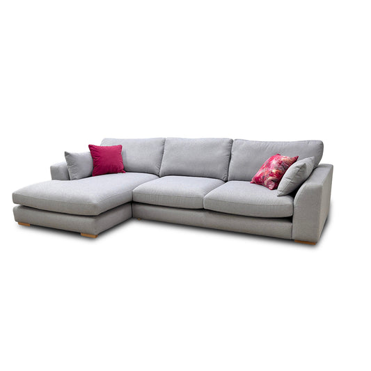 'Calix' Grey Calix Boucle Fabric Left Hand Facing Large Chaise End Sofa