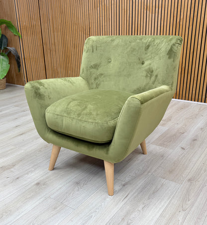 'Retro' Olive Velvet Accent Chair DFS