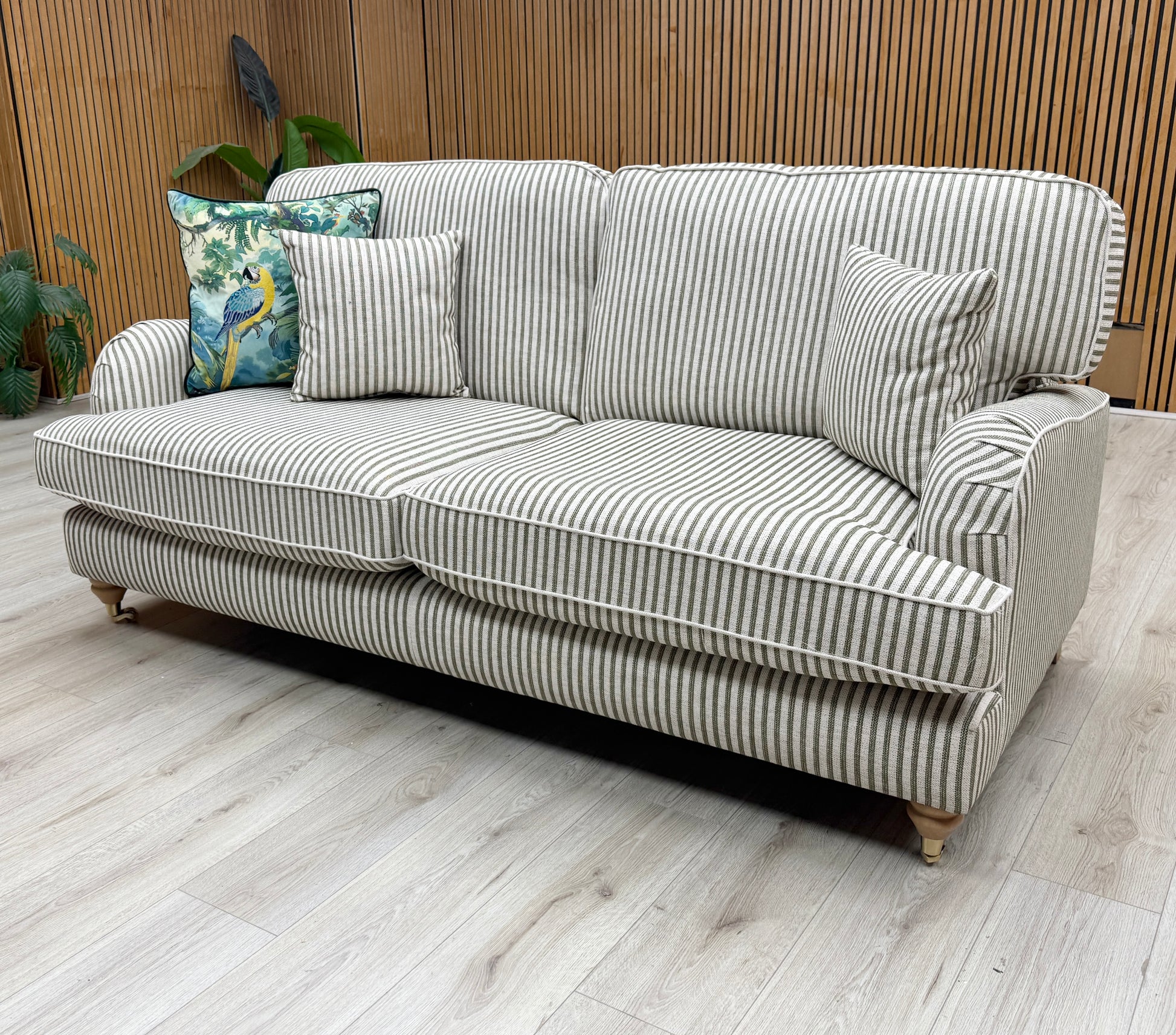 'Bay' Olive Green Stripe Fabric 3 Seater Sofa Very.com