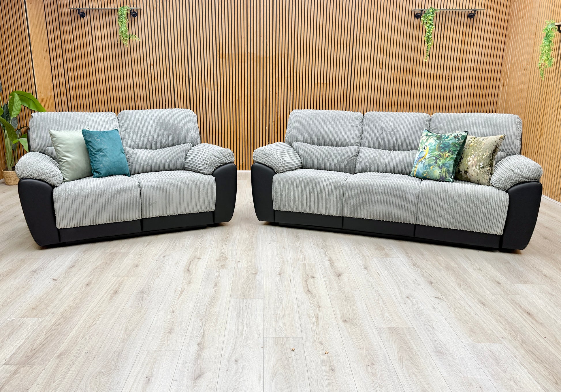 'Sienna' Black Fabric - Faux Leather High Back Manual Recliner 3 + 2 Seater Sofa Set Very.com