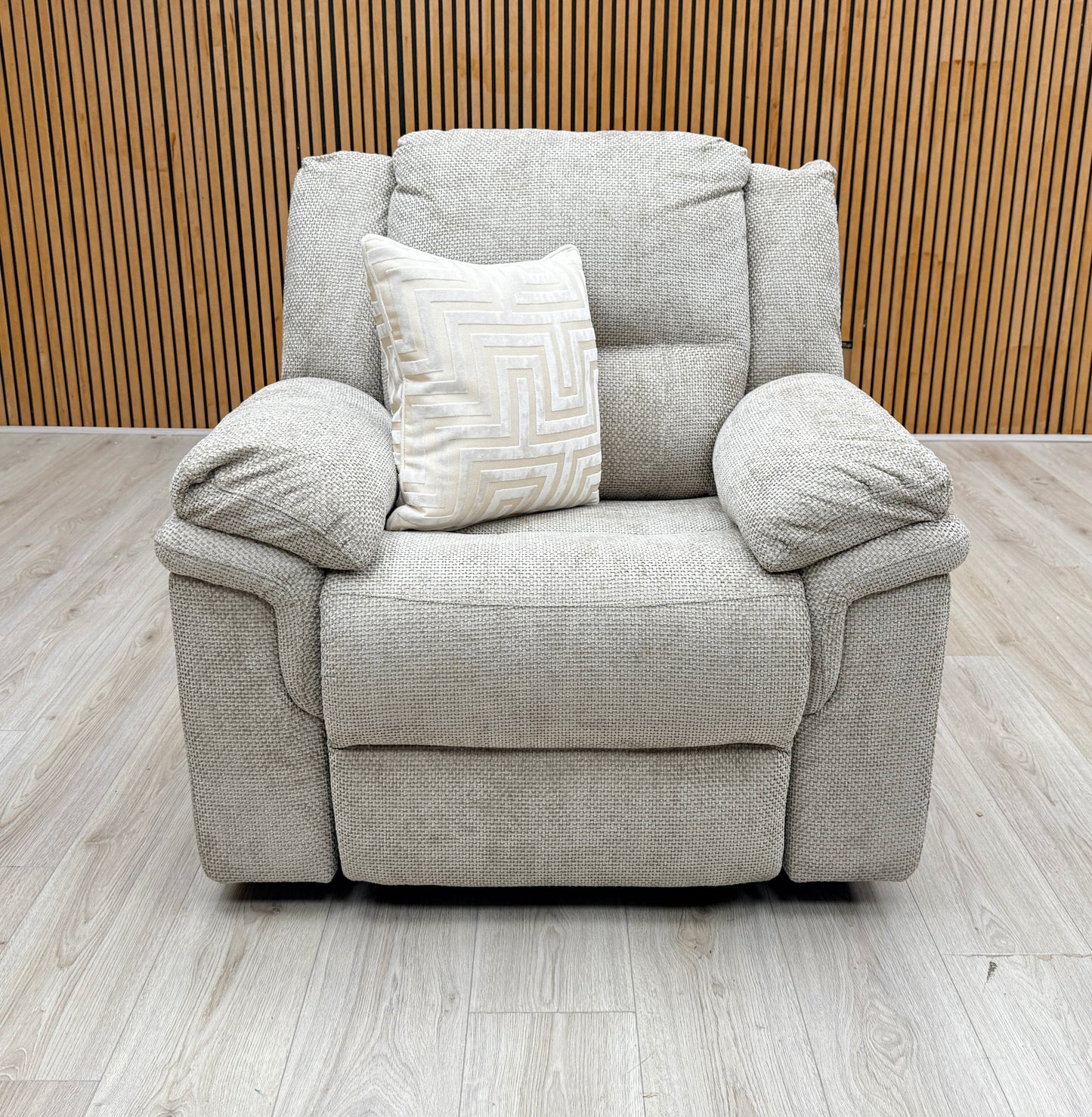 'Albion' Natural Chunky Weave Fabric High Back Manual Recliner Armchair Very.com