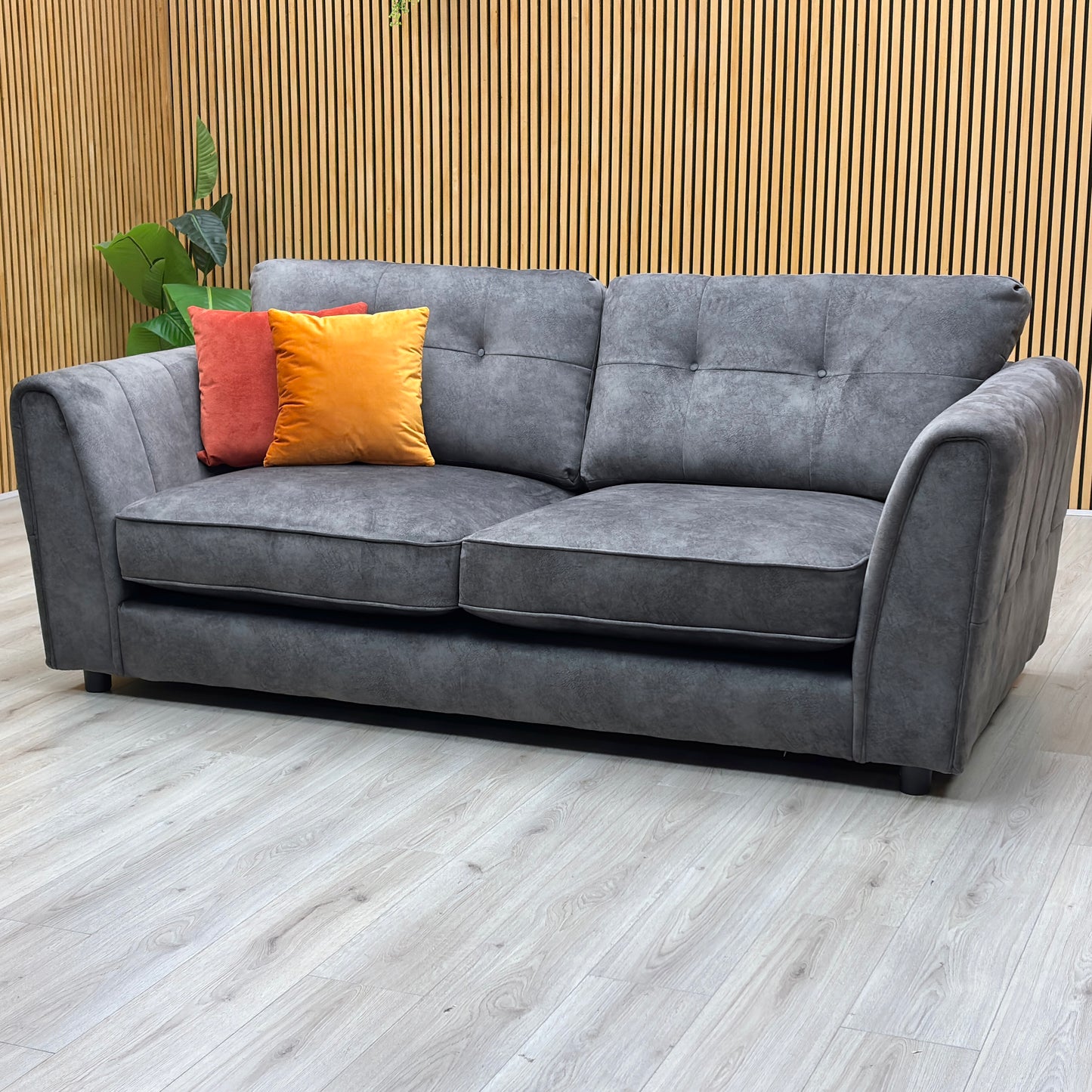 ‘Mariah' Dapple Moleskin-Tri No Insert Fabric 3 Seater Sofa