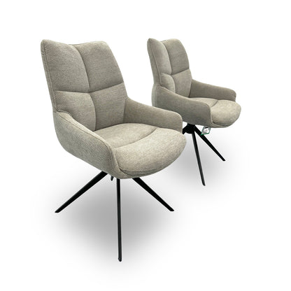 ‘Kiara’ Taupe Soft Fabric Upholstery Set of 4 Fabric Swivel Dining Chairs