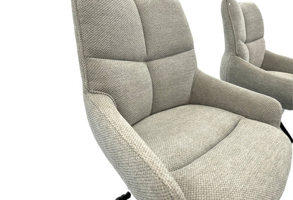 ‘Kiara’ Taupe Soft Fabric Upholstery Set of 4 Fabric Swivel Dining Chairs