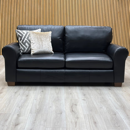 ‘Bailey' Black Leather 3 Seater Sofa