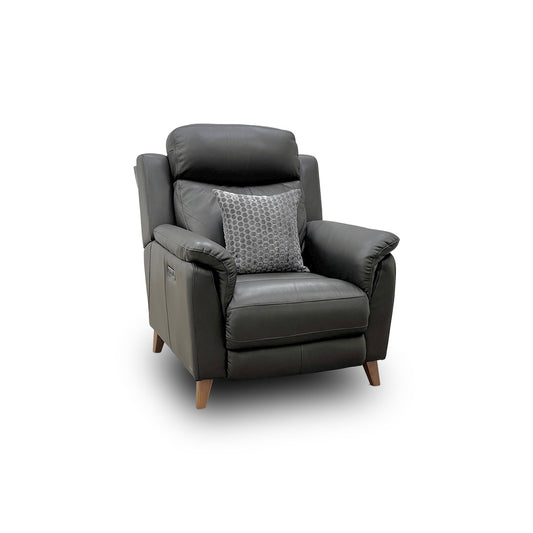 'Sienna' Black Leather Power Recliner Chair with Power Headrests
