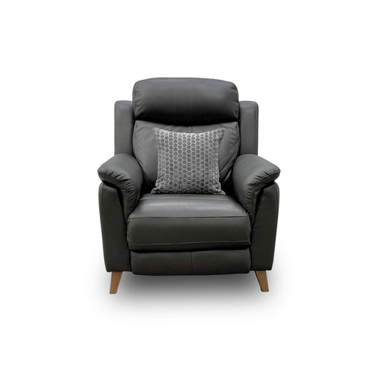 'Sienna' Black Leather Power Recliner Chair with Power Headrests