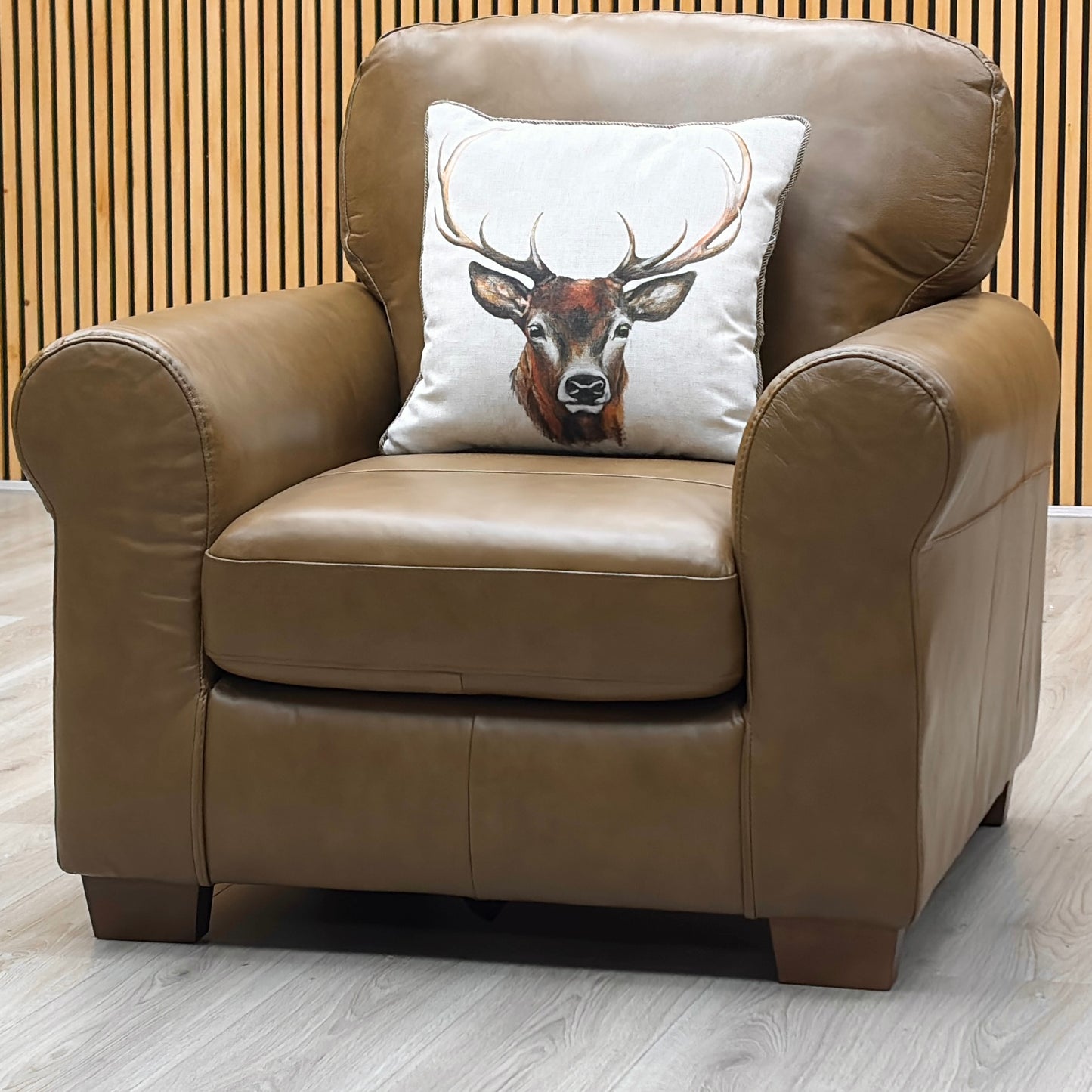 ‘Bailey’ Tan Brown Italian Leather Armchair
