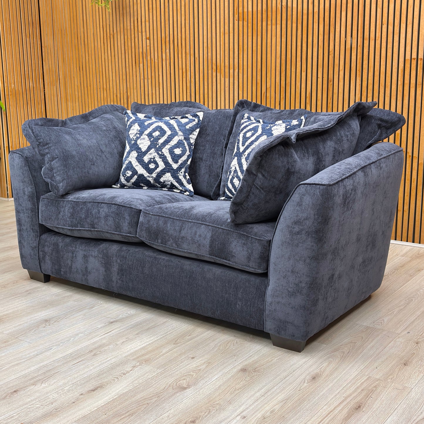 ‘Finchley’ Denim Blue Derwent Soft Weave Fabric Classic Back 2 Seater Sofa