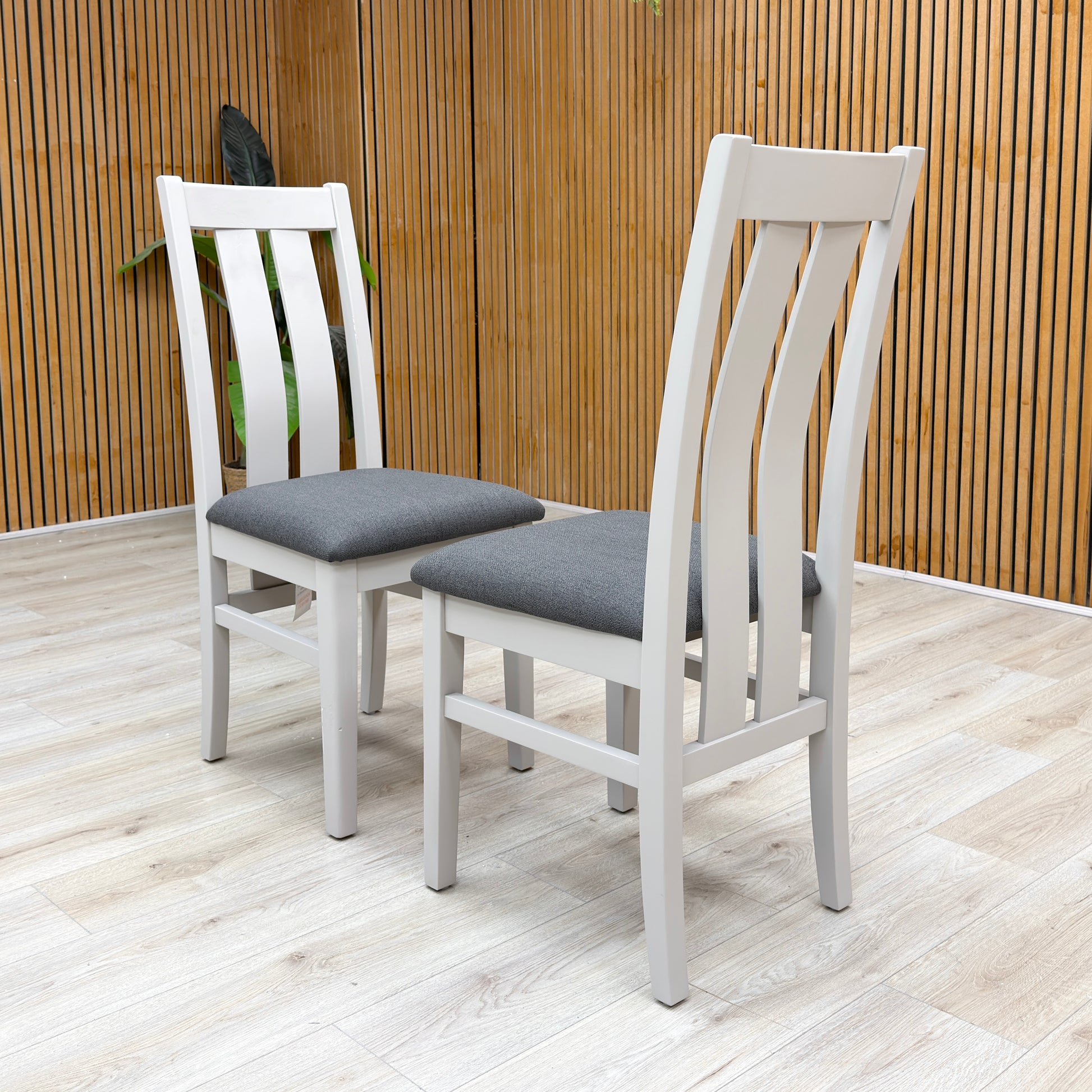 Furnitureland ‘Hamilton’ Dark Grey Upholstery High Back Wooden Slat Back Dining Chair - Set of 2 - product photo 2