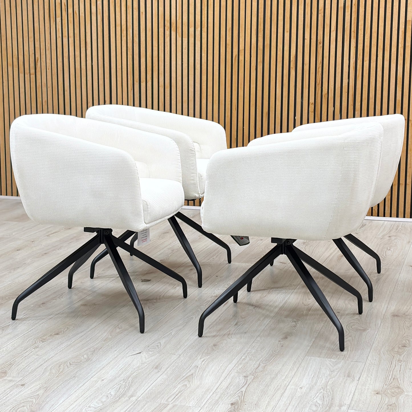 ‘Atlas’ White Corduroy Fabric Swivel Dining Chair - Set Of 4
