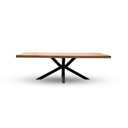 Bodahl 'Terra' 01 Oiled Solid Oak Straight Edge 240cm Dining Table with Metal Star Base Legs