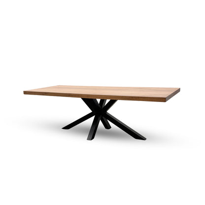 Bodahl 'Terra' 01 Oiled Solid Oak Straight Edge 240cm Dining Table with Metal Star Base Legs