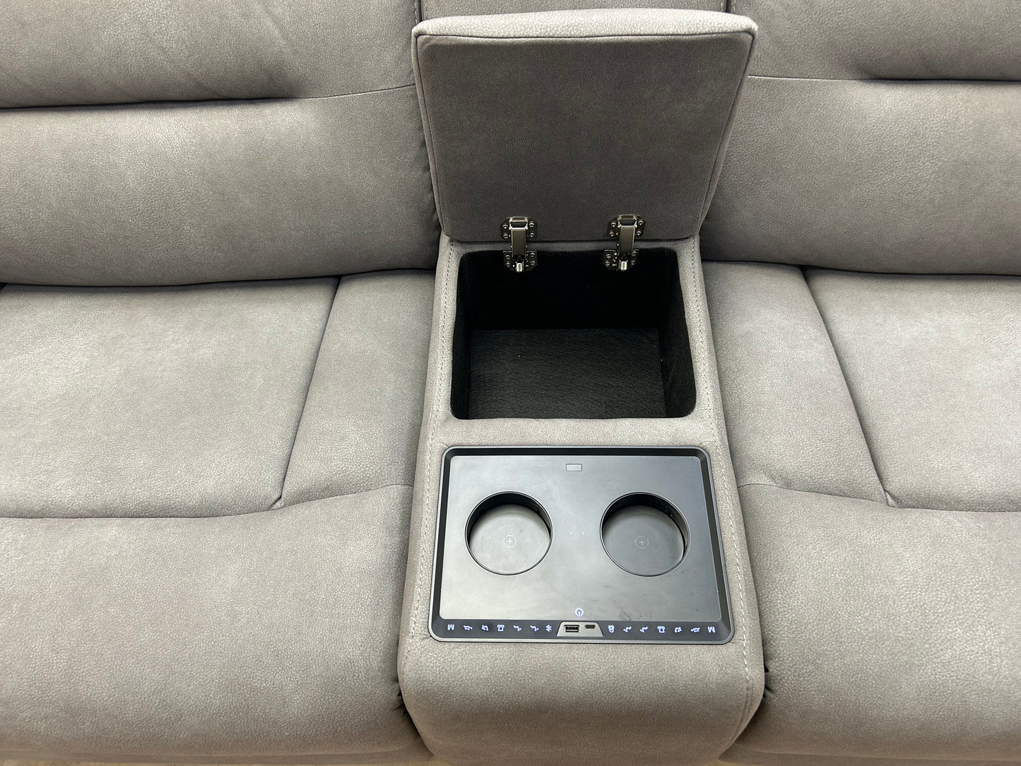 'Cinemax' Nappa Grey Np-1107 Media 3 Seater Fabric Power Recliner Sofa with Power Headrests