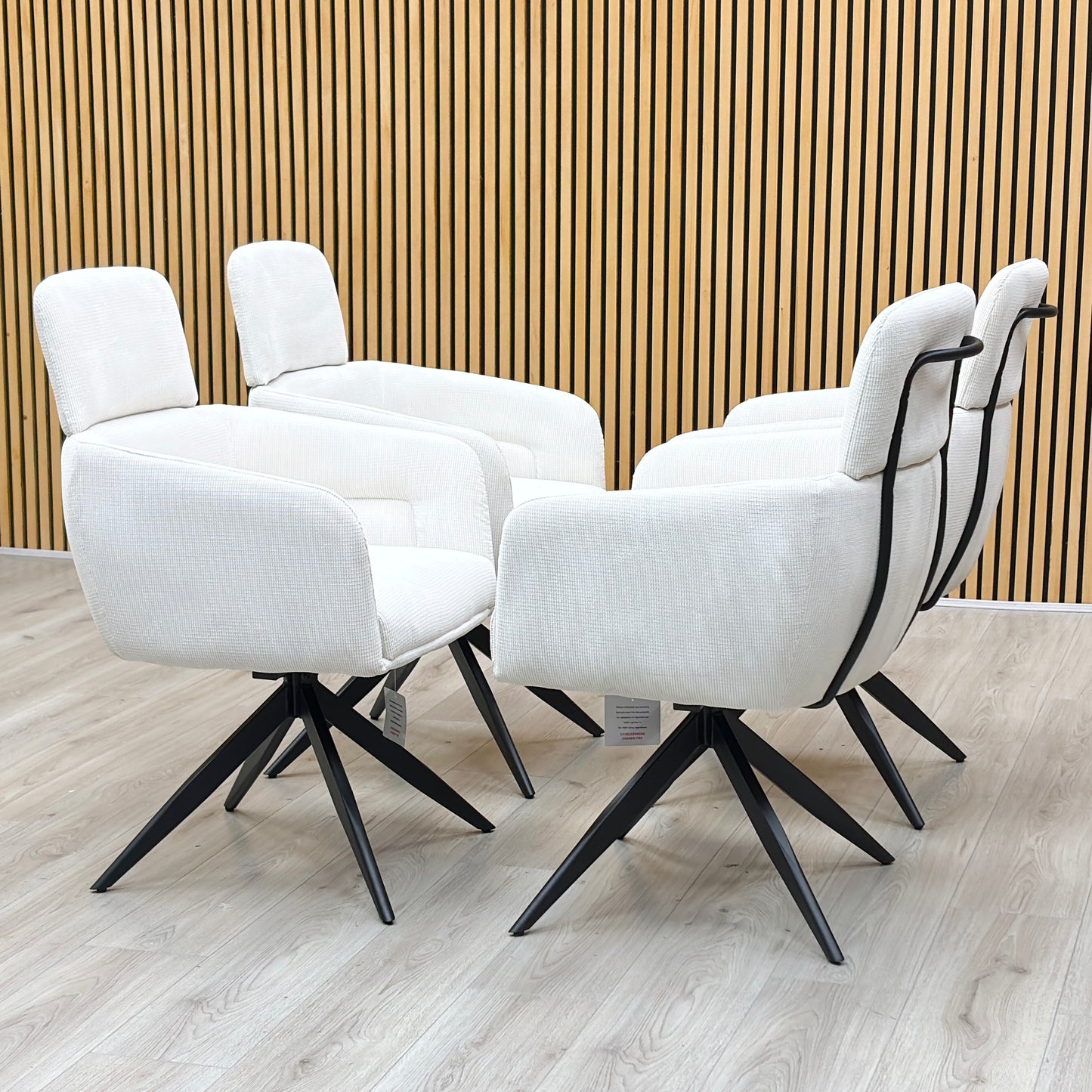 'Jason’ White Corduroy Fabric Swivel Dining Chair - Set Of 4