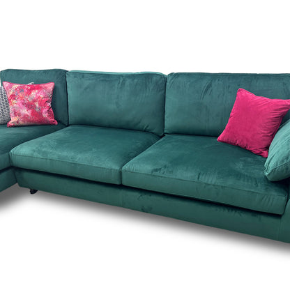 'Euphoria' Sensual Velvet Forest Green Left Hand Facing Large Chaise End Sofa