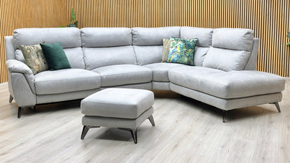 ‘Contempo’ Bfa-Ori-R07 Bluish Grey Fabric Right Hand Facing Power Recliner Corner Sofa