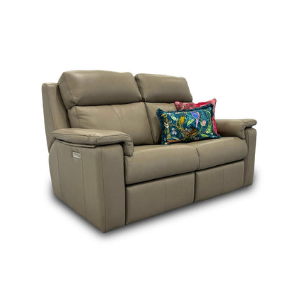 G Plan ‘Thornbury’ Dark Taupe 2 Seater Leather Power Recliner Sofa with Power Headrests and Power Lumbar