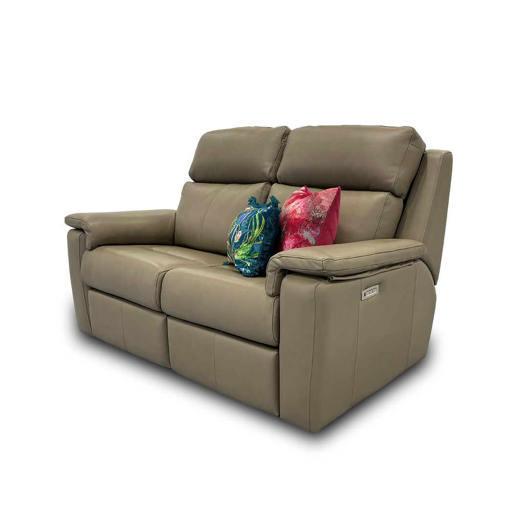 G Plan ‘Thornbury’ Dark Taupe 2 Seater Leather Power Recliner Sofa with Power Headrests and Power Lumbar