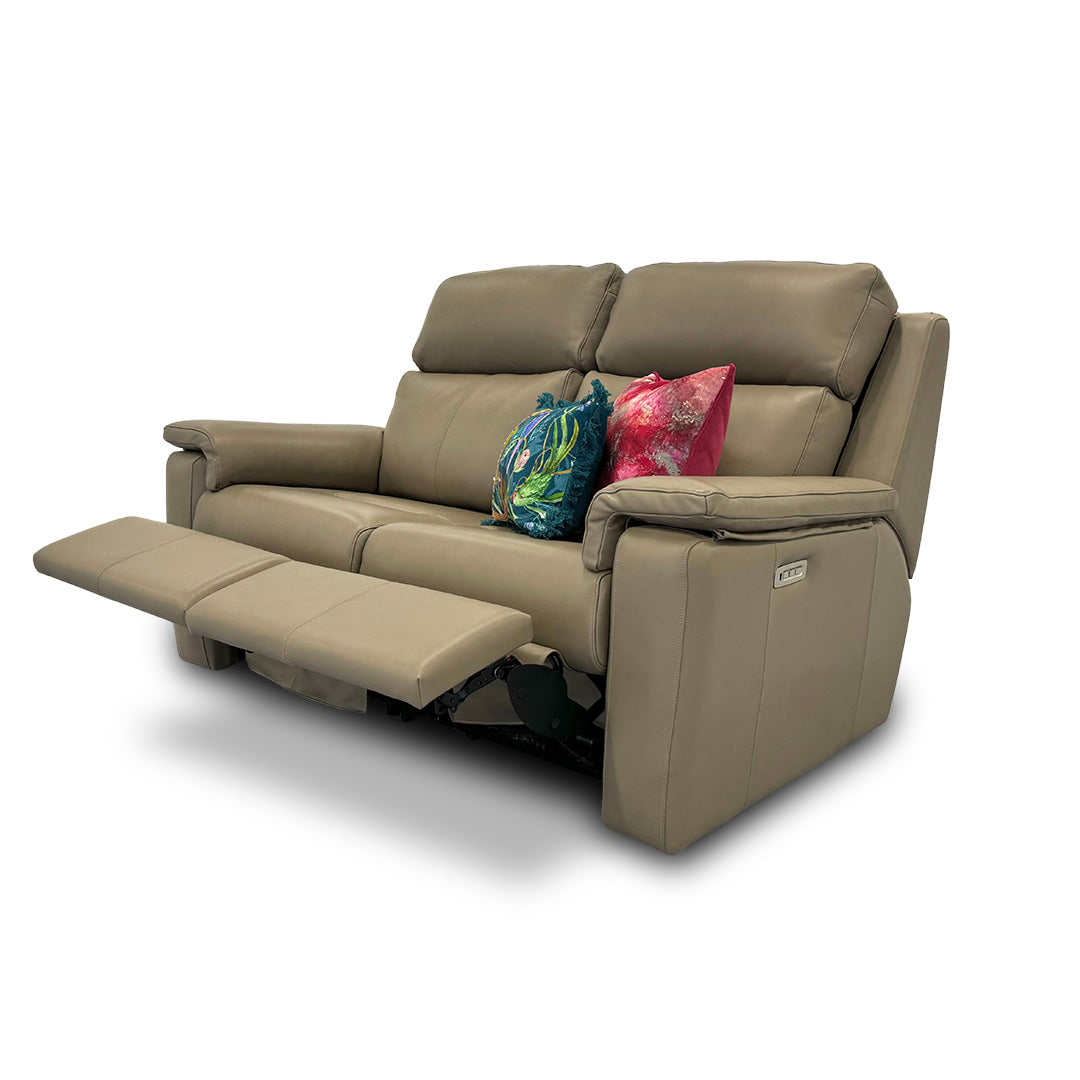 G Plan ‘Thornbury’ Dark Taupe 2 Seater Leather Power Recliner Sofa with Power Headrests and Power Lumbar