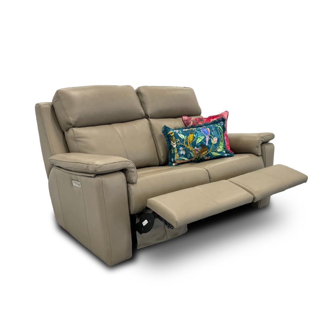 G Plan ‘Thornbury’ Dark Taupe 2 Seater Leather Power Recliner Sofa with Power Headrests and Power Lumbar