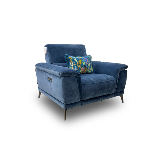 'Lecce' Fab-Can-R330 Steel Blue Fabric Power Recliner Chair with Power Headrest