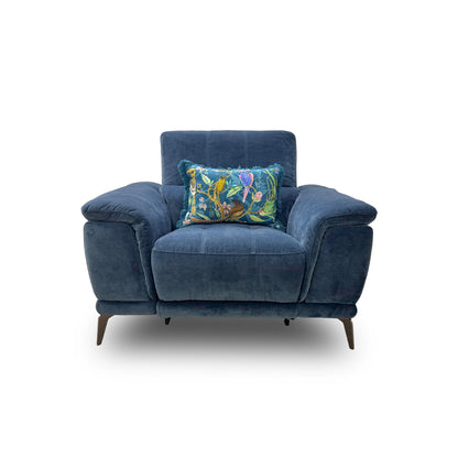 'Lecce' Fab-Can-R330 Steel Blue Fabric Power Recliner Chair with Power Headrest