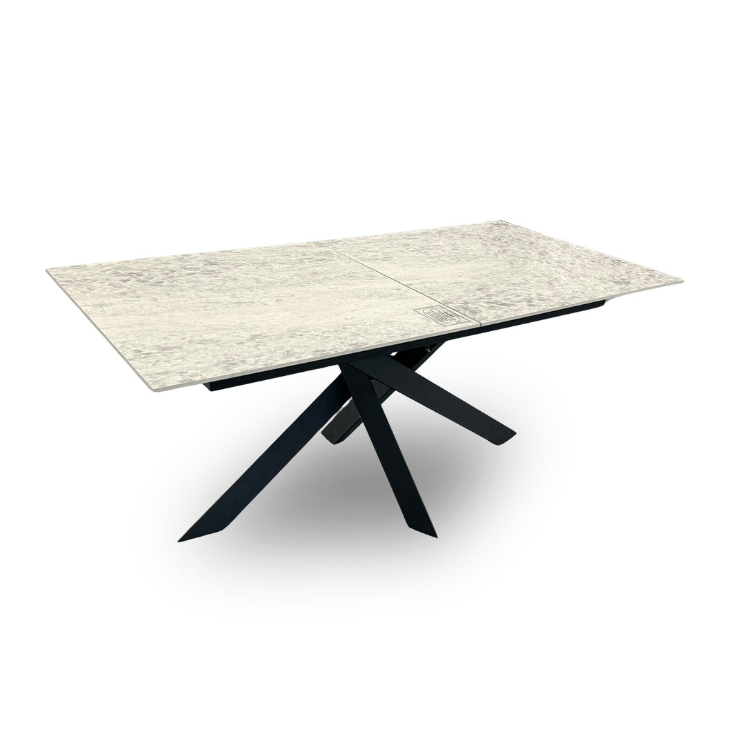 ‘Warrior’ Crystal White Sintered Stone Extending Dining Table