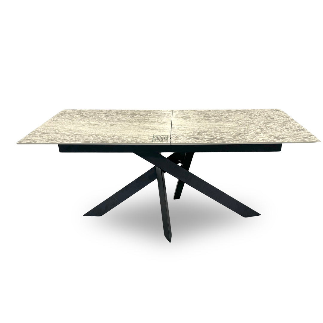 ‘Warrior’ Crystal White Sintered Stone Extending Dining Table