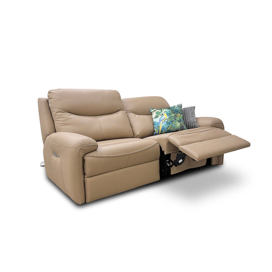 G Plan 'Amesbury' L845 Cambridge Putty Leather 3 Seater Power Recliner Sofa with Power Headrest, Power Lumbar and Heated Seats