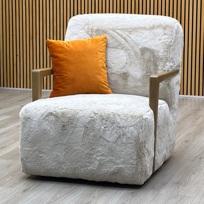 ‘Aura’ Kenzo Cream Lw Faux Fur Swivel Chair