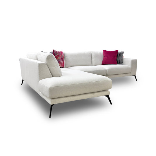 'Lexia' Benita Cream Fabric Right Hand Facing Arm Open End Chaise Sofa