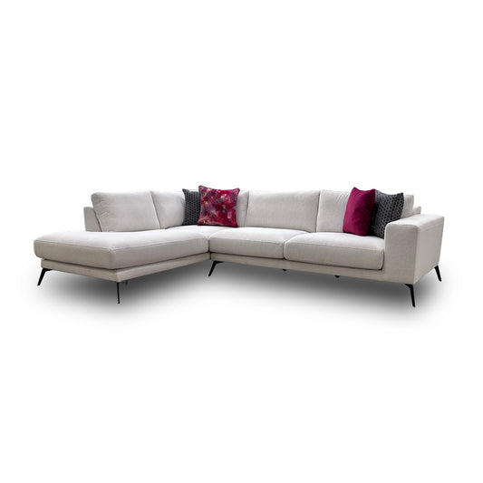 'Lexia' Benita Cream Fabric Right Hand Facing Arm Open End Chaise Sofa