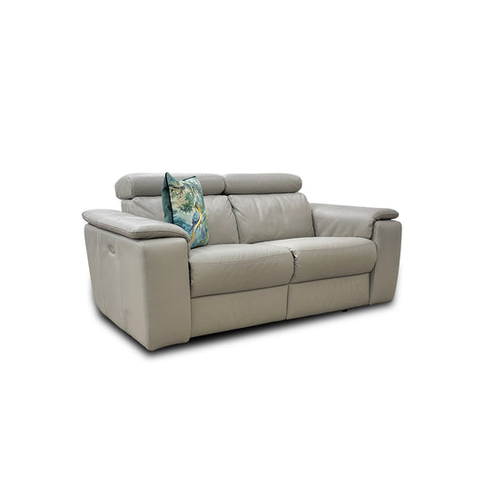 Nicoletti 'Davide' 328 Torello Tortora Leather 2 Seater Power Recliner Sofa