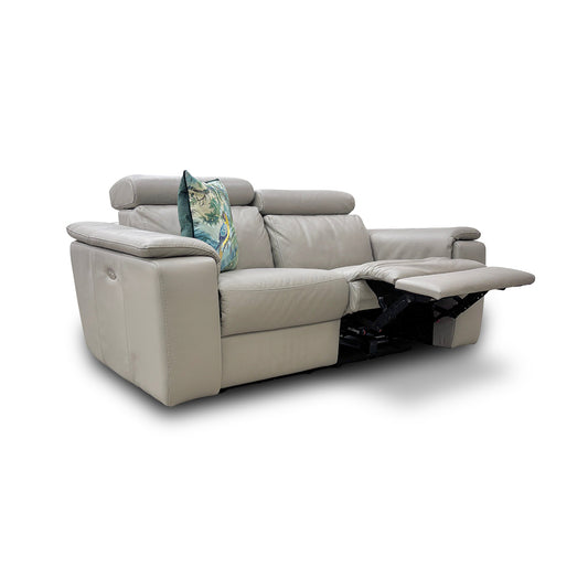 Nicoletti 'Davide' 328 Torello Tortora Leather 2 Seater Power Recliner Sofa