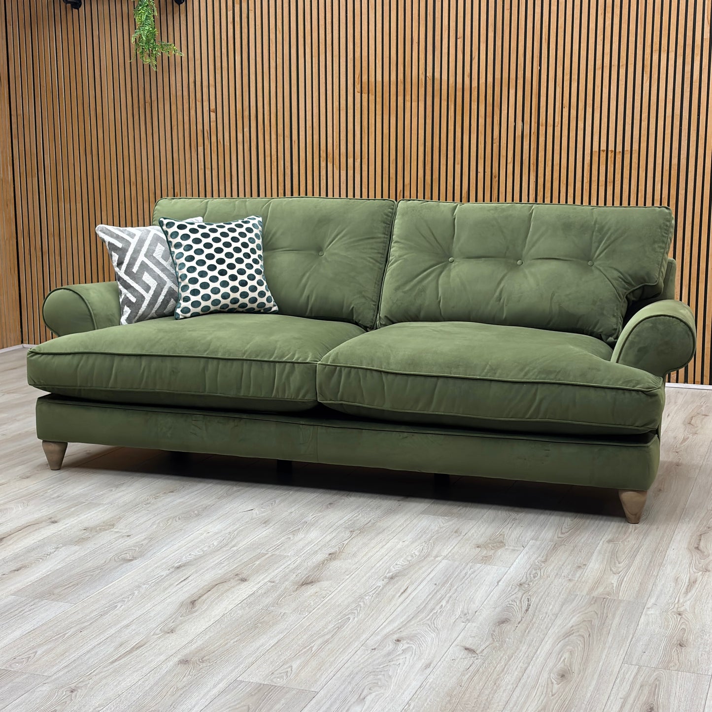 The Lounge Co. ‘Bronwyn’ Woo160 Woodland Moss Green Fabric 4 Seater Classic Back Sofa