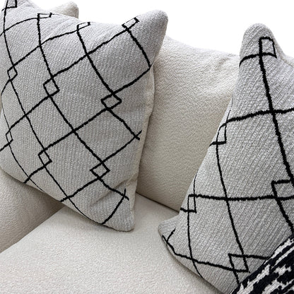 ‘Bow' Ecru Ivory Boucle 3 Seater Sofa + Pattern Ivory Boucle Footstool