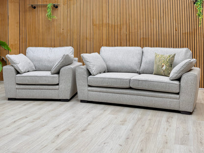 ‘Chalfont’ Orm Silver Tight Weave Fabric 3 Seater Sofa + Chair