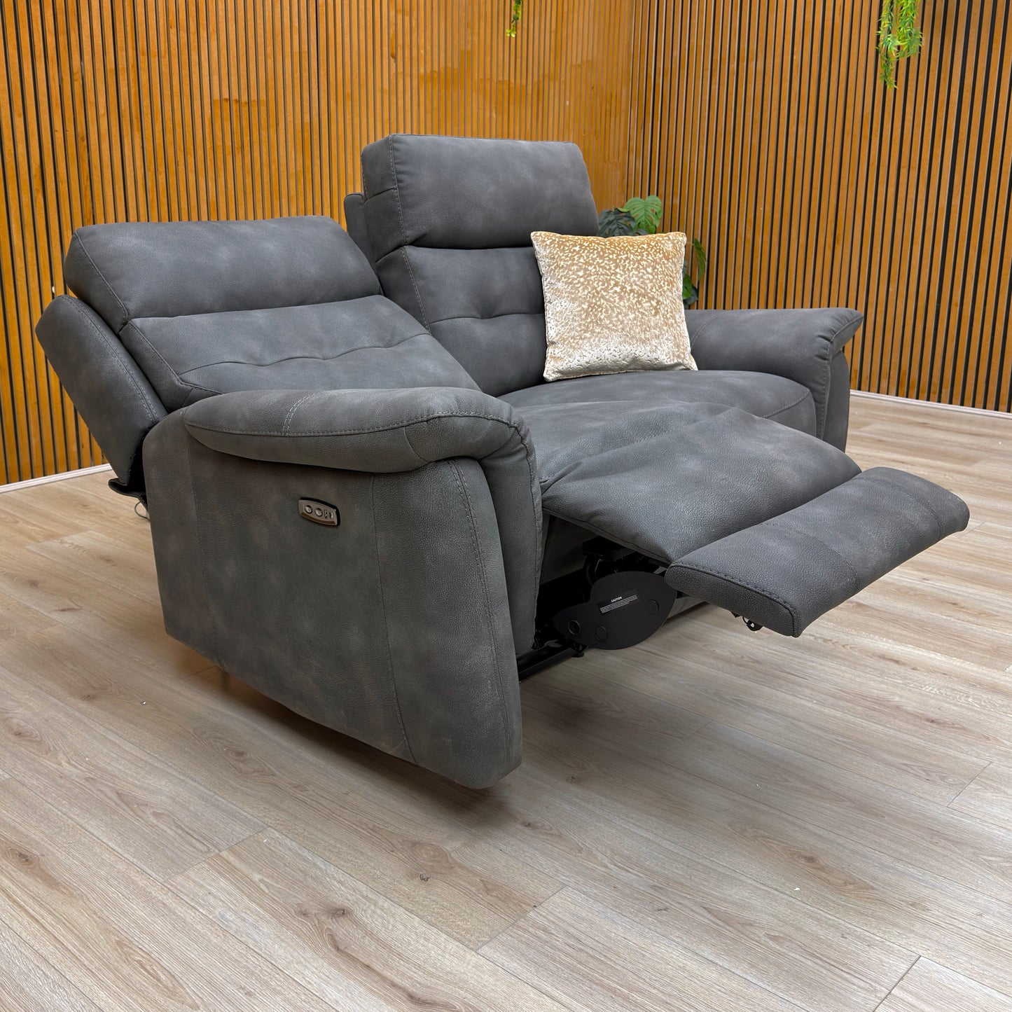 'Springer' Bfa-Blj-R16 Grey Suede 2 Seater Power Recliner Sofa