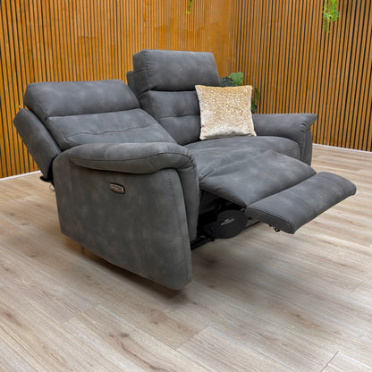 'Springer' Bfa-Blj-R16 Grey Suede 2 Seater Power Recliner Sofa
