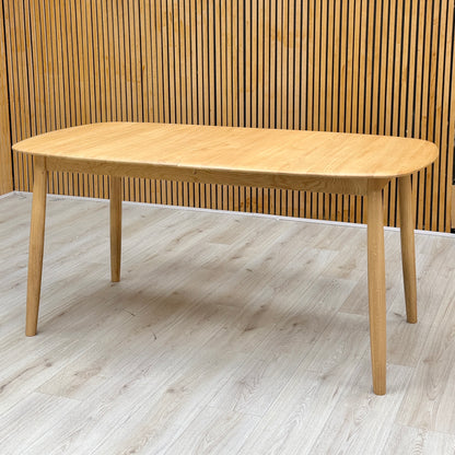 'Stockholm' Light Oak Solid Oak 160cm Extending Dining Table with Upholstered Dining Chairs - Set of 4