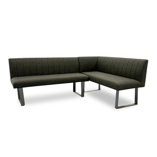 ‘Grigio’ Grey Faux Leather Right-Hand Facing Corner Dining Bench