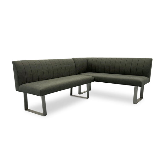 ‘Grigio’ Grey Faux Leather Right-Hand Facing Corner Dining Bench