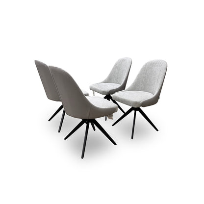 ‘Jose’ Stone Fabric Set of 4 Swivel Dining Chairs