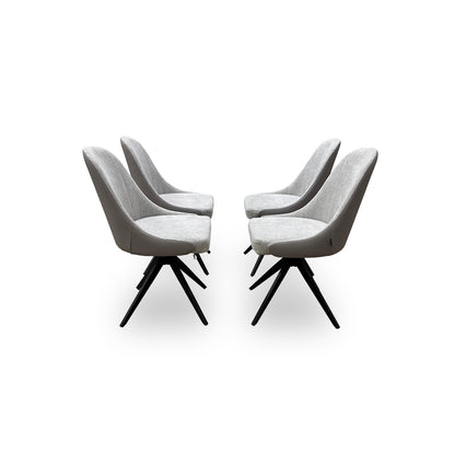 ‘Jose’ Stone Fabric Set of 4 Swivel Dining Chairs