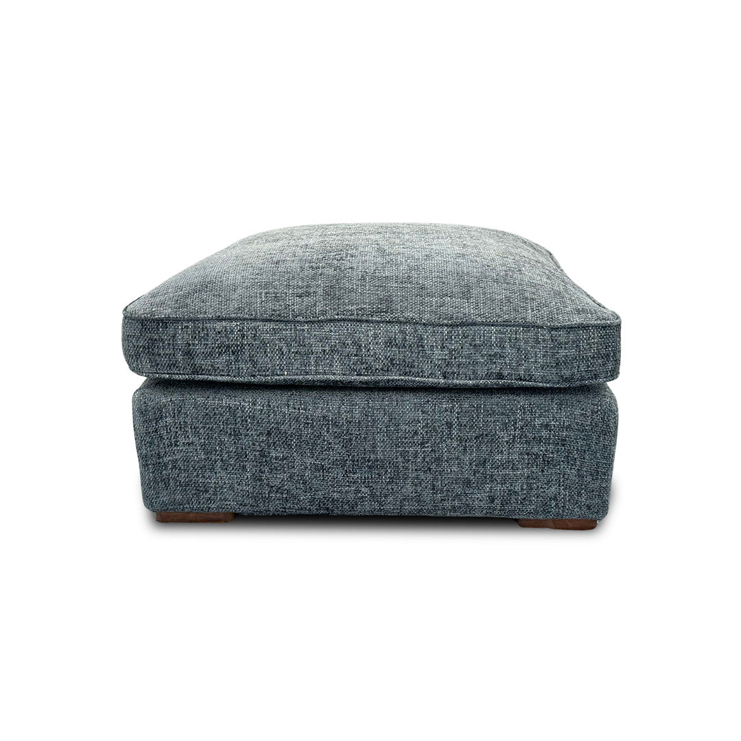 ‘Emilia’ Navy Chenille Fabric Large Footstool