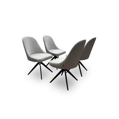 ‘Jose’ Stone Fabric Set of 4 Swivel Dining Chairs