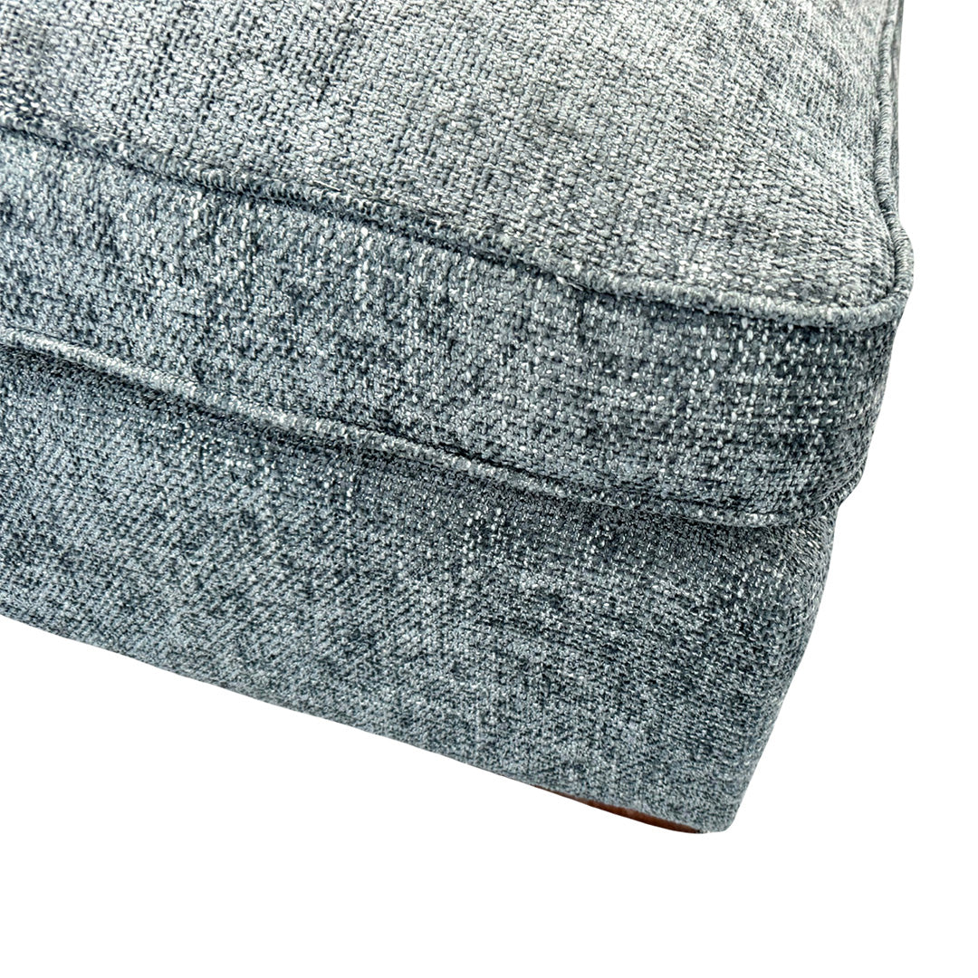 ‘Emilia’ Navy Chenille Fabric Large Footstool