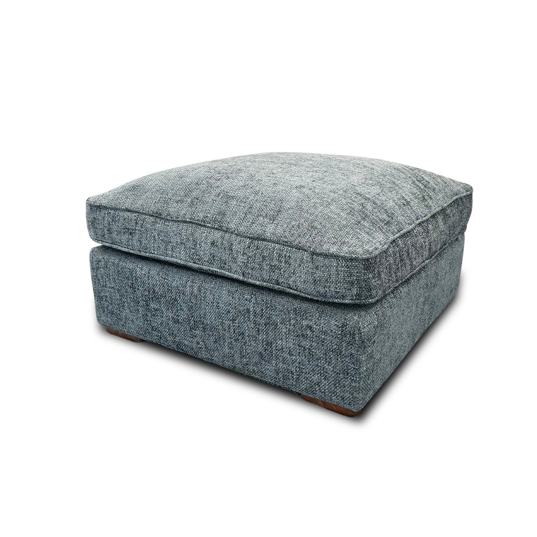 ‘Emilia’ Navy Chenille Fabric Large Footstool