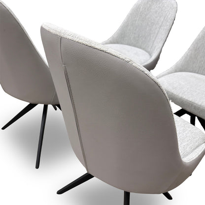 ‘Jose’ Stone Fabric Set of 4 Swivel Dining Chairs